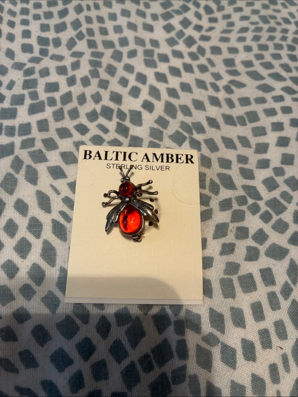 Baltic Amber Sterling Silver Bug Brooch